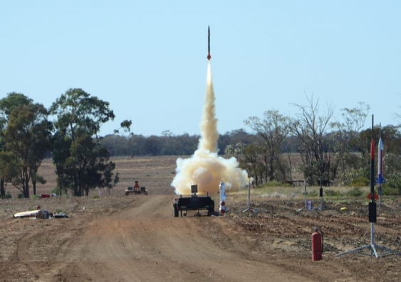 The AIAA UNSW rocket blasts off. Picture: UNSW