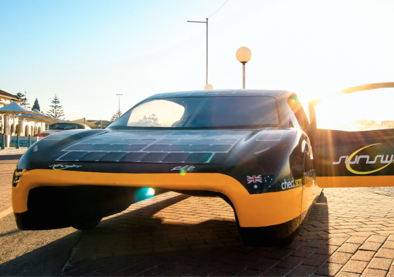 Sunswift eVe, the fifth-generation solar car (hence the V in the name), built by the student-run UNSW Solar Racing Team Sunswift, made up of 34 UNSW engineering students.