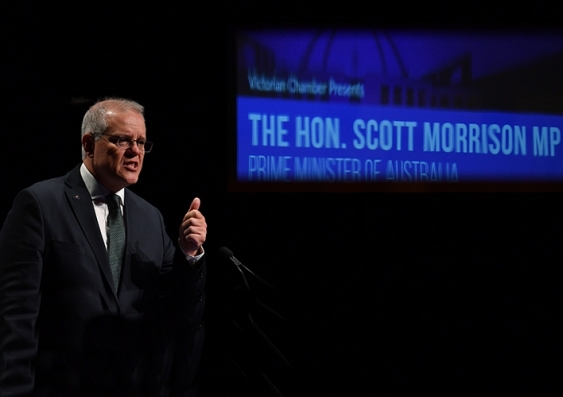 Prime Minister Scott Morrison said Australia had reduced its emissions by 20 per cent. Photo: Joel Carrett/AAP