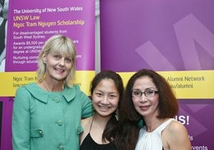 Professor Maher at the launch of the scholarship with Ngoc Tram Nguyen’s sister and mother.