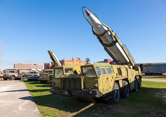 Launcher with rocket missile on display at the Togliatti Technical museum, Russia. Photo: Shutterstock