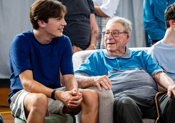 14-year-old Louis with 93-year-old Ken. Photo: Endemol Shine Australia.