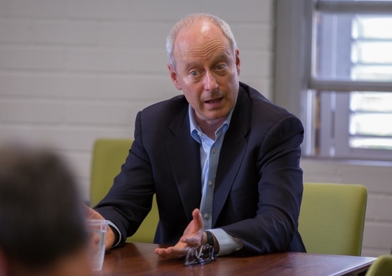 The hot issues of our time: Professor Michael Sandel in discussion with UNSW students. Photo: Nyasha Nyakuengama