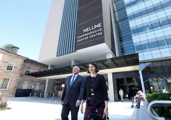 NSW Health Minister Brad Hazzard and NSW Premier Gladys Berejiklian at the official opening of the Bright Building, Randwick, in April 2017.