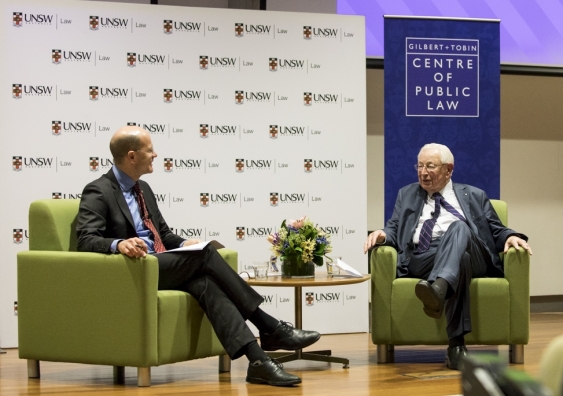 Professor George Williams and Sir Anthony Mason in conversation.