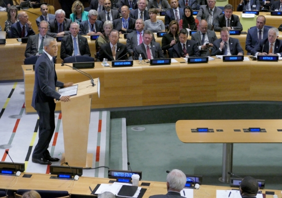 US President Barack Obama addresses the Leaders' Summit on the Global Refugee Crisis that adopted the New York Declaration in September. Photo: Shutterstock
