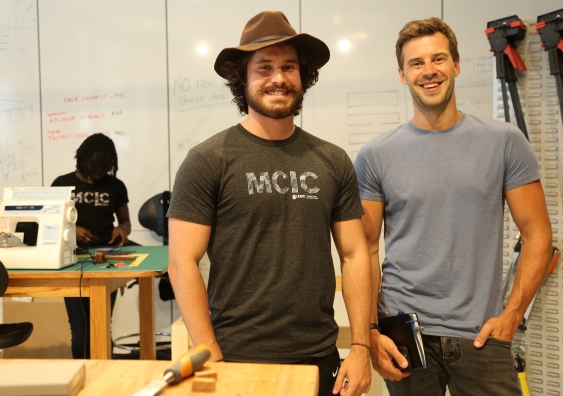 Exchange student Ewaldo Moritz Neto (left) with MCIC Catalyst in Residence Gary Elphick in one of the MCIC Maker Spaces. Photo: Leilah Schubert