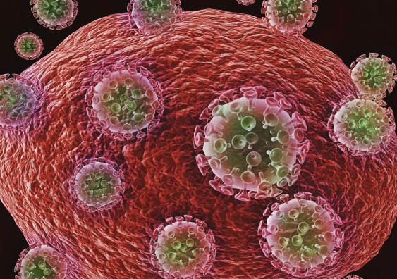 The HIV virus attacking a cell (iStock).