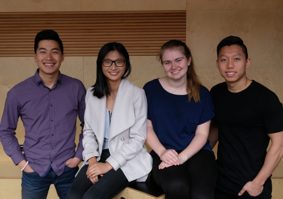 Left to right: Esmond Ye, Linda Truong, Patricia Sullivan and Harrison Chen completed the first core unit at the Sydney School of Entrepreneurship