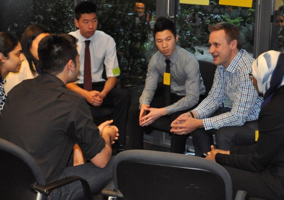 First-year Co-op scholars meet with alumni from the mentoring program