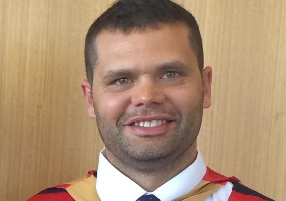 Dr Simon Graham received his doctorate this week, becoming only the second Aboriginal PhD graduate from UNSW Medicine. (Photo: Allison Roesler-Vannan)