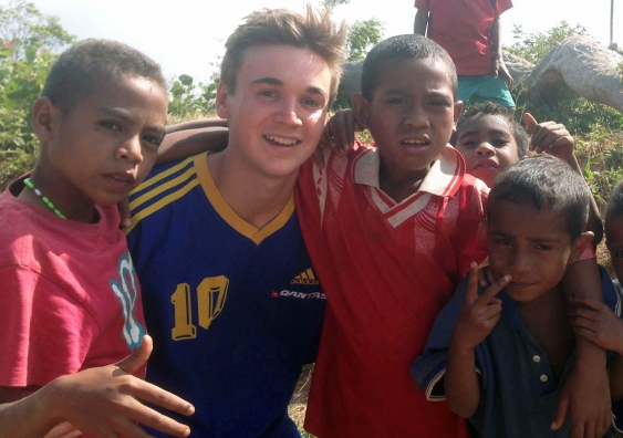 UNSW Commerce student Adam Hegedus and friends in Timor-Leste. Photo supplied.