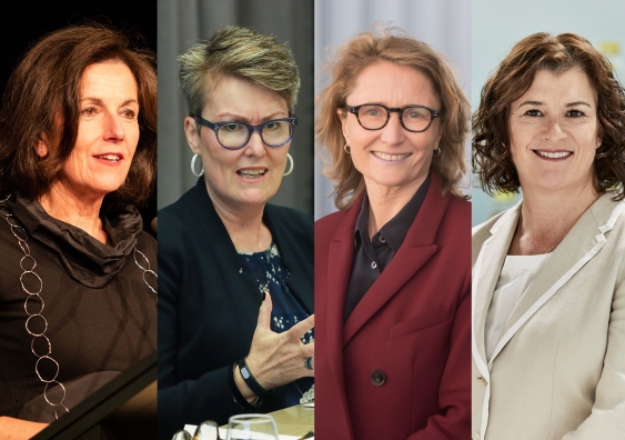 Four UNSW academics have been named to the 2019 AFR Women of Influence list. From left, Professor Helen Lochhead, Dean of UNSW Built Environment; Professor Louise Chappell, Director of the Australian Human Rights Institute; Robyn Norton, Professor of Public Health and principal director of the George Institute for Global Health; and Tracey O’Brien, Associate Professor in paediatrics and director of the Kids Cancer Centre at Sydney Children’s Hospital.