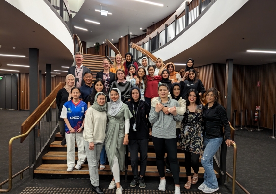 Held at UNSW’s AGSM, the Arezo Women’s Sports Leadership Program brought together emerging female leaders in sport from Afghan-Australian and newly arrived refugee communities across Australia. Photo: supplied