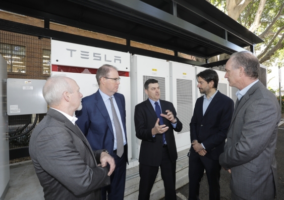 Energy Manager Nicholas Jones, Executive Director Estate Management Jeff Peers, TransGrid CEO Paul Italiano, Dr Jose Bilbao and Head of School of the School of Photovoltaic and Renewable Energy Engineering Associate Professor Alistair Sproul