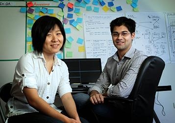 Open Learning's co-founder UNSW graduate Adam Brimo with colleague Melody Wang
