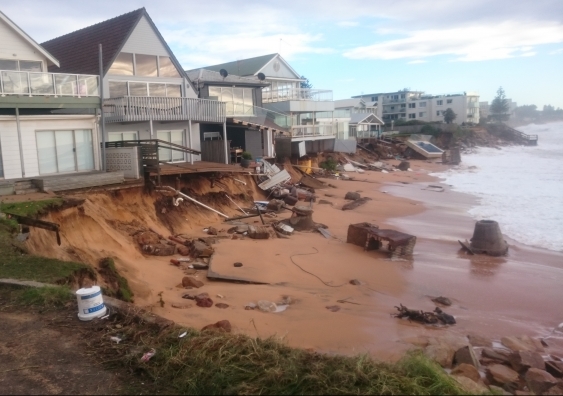 Damaged foreshore homes in Sydney's Collaroy Beach, victims of intense storms that hit eastern Australia over the weekend of 4-5 June 2016.