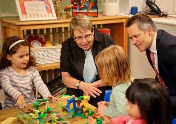 UNSW Professor Emerita Deborah Brennan, pictured with Jason Clare MP, will co-lead a Productivity Commission inquiry into making early childhood education and care more accessible and affordable. Photo: Office of Jason Clare