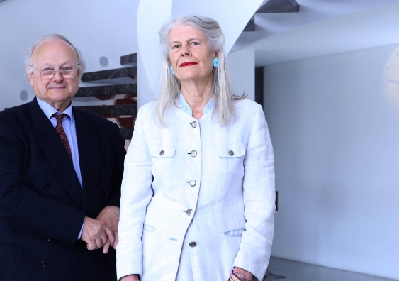 Investing in education ... Penelope Seidler is ensuring the next generation of architects learns from the best. Pictured with UNSW Professor Glenn Murcutt (Credit: Grant Turner)