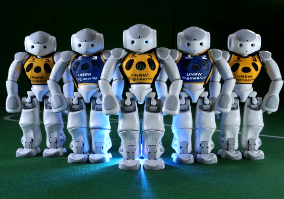 Heroes two years in row: UNSW's five-robot squad, winners of the RoboCup World Championship 2015.