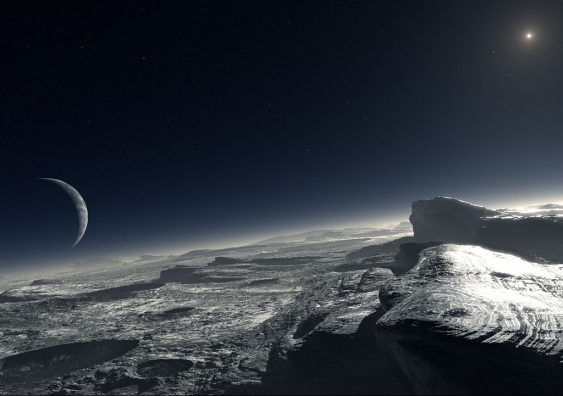 Artist’s impression of Pluto and it’s largest satellite Charon. Is this how the dwarf planet will look as New Horizons swings past? ESO/L. Calçada, CC BY