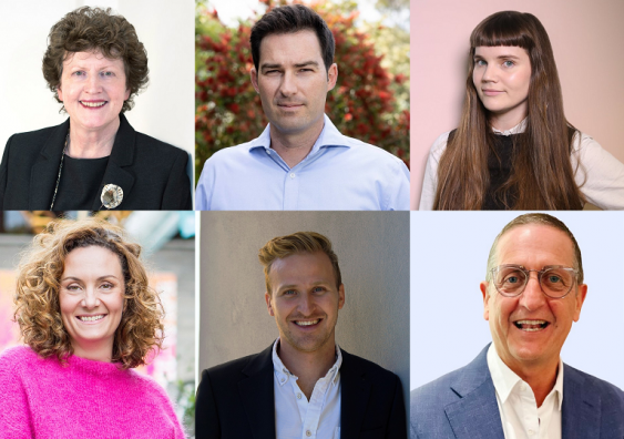 The six finalists nominated for the 2021 Australian Mental Health Prize: Helen Herrman, John Bale, Honor Eastly, Claire Spencer, Sebastian Robertson and Ian Hickie. Image: UNSW