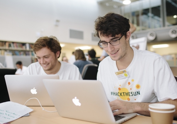 (L-R) Darcy Small, Co-op Scholar in Photovoltaics Engineering, and Joseph Harris, Co-op Scholar in Electrical Engineering at the CSIRO Solar Hackathon 2016.