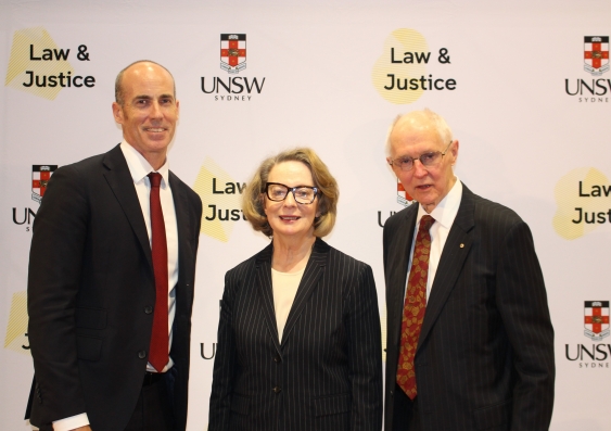 This year's Hal Wootten Lecture was delivered by Chief Justice Susan Kiefel, pictured with Professor Andrew Lynch (left) and Emeritus Professor Paul Redmond. Photo: Supplied