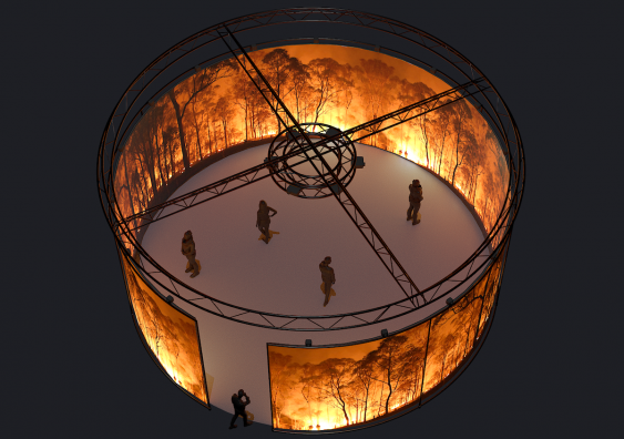 An AI-driven immersive visualisation suite that recreates the experience of being in a wildfire will transform how we understand, respond to and prepare for the phenomenon. Image: Supplied.