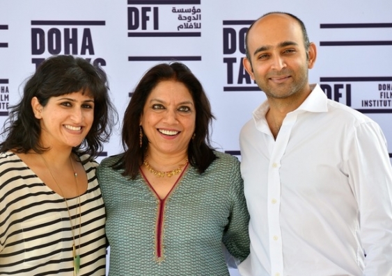 Screenwriter Ami Boghani, film director Mira Nair and author Mohsin Hamid at the Reluctant Fundamentalist screening, at Doha Tribeca Film Festival, 2012.  EPA/AAP