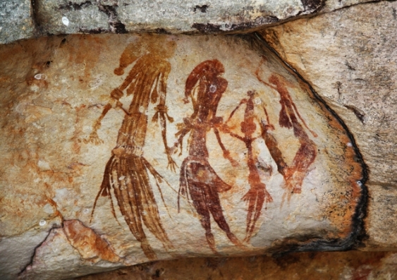Bradshaw rock paintings near King Edward River, Kimberley region of Western Australia. Wikimedia Commons, CC BY-SA