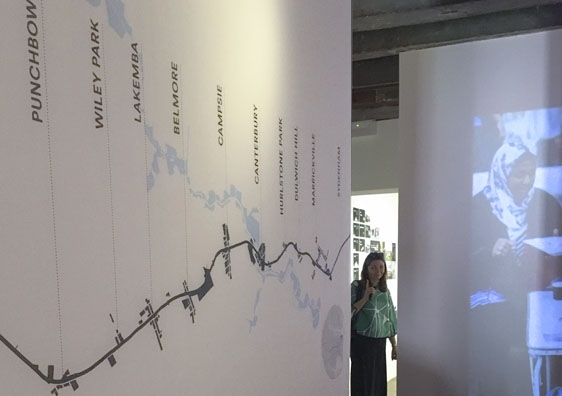 A section of the planning display for highly populated transport corridors in Sydney features in the Biennale exhibition.