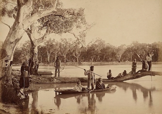 Charles Bayliss, Group of local Aboriginal people, Chowilla Station, Lower Murray River, South Australia (1886) Art Gallery of NSW