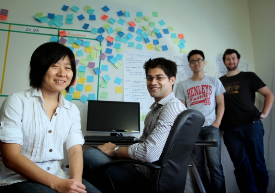 UNSW graduates and founders of education startup Open Learning. Student entrepreneurs could benefit from more government support.  Photo: Grant Turner/Mediakoo