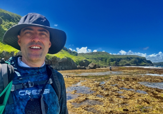 Associate Professor Terry Ord in Guam where he was studying amphibious behaviour in fish. Photo: Terry Ord.