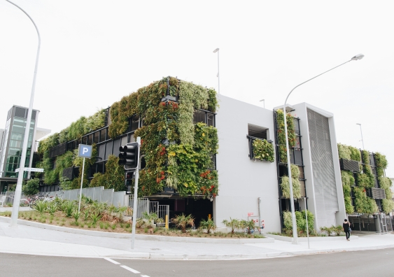 Manly Vale car park is the first project in the world to use Junglefy’s rotating Breathing Walls. Image: Junglefy