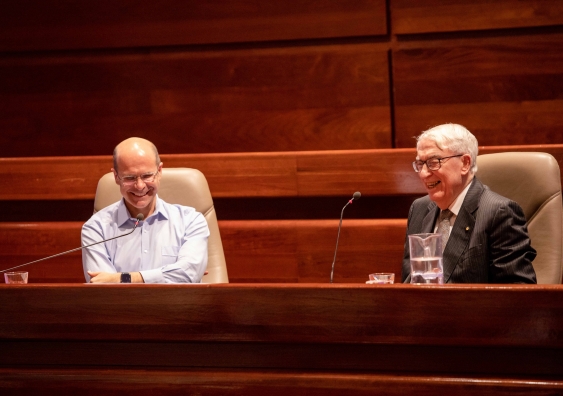 Professor George Williams AO in conversation with the Honourable Michael McHugh AC QC. Photo: Louise Reily.