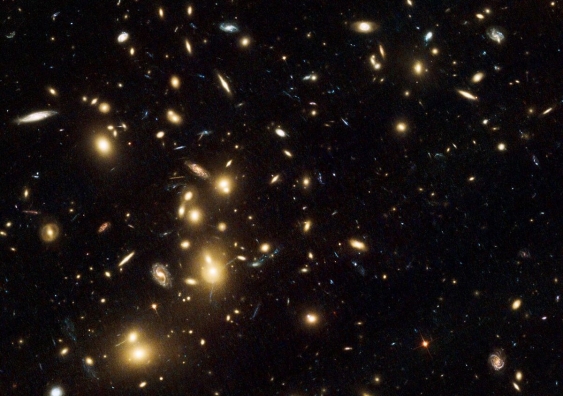 Galaxy cluster Abell 2744, imaged with the Hubble Space Telescope. The cluster lies in the constellation of Sculptor and contains several hundred galaxies. Credit: NASA, ESA, and R. Dupke (Eureka Scientific, Inc.), et al.