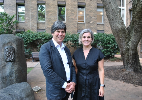 Former NSW Government architect Peter Poulet, pictured here with Prof. Claire Annesley, Dean of UNSW Arts, Design & Architecture. Photo: UNSW