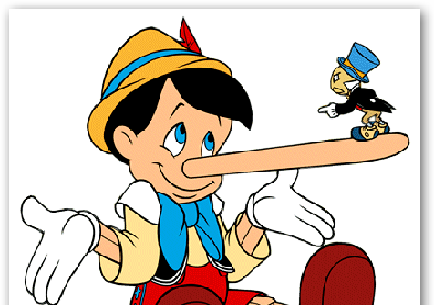Pinocchio, whose nose grew longer when he lied, as portrayed by Disney