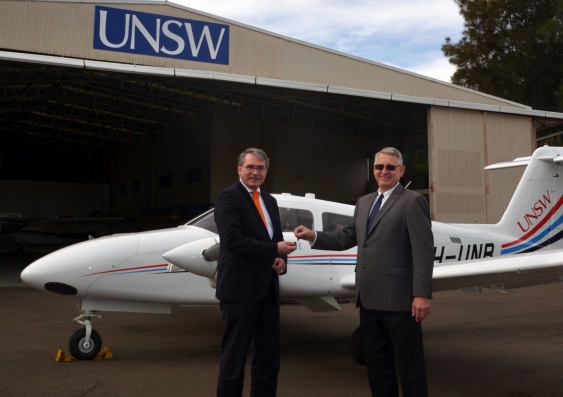 L-R: Head of the UNSW School of Aviation Professor Gabriel Lodewijks and Vice-President of Aircraft Sales for Airflite Nick Jones