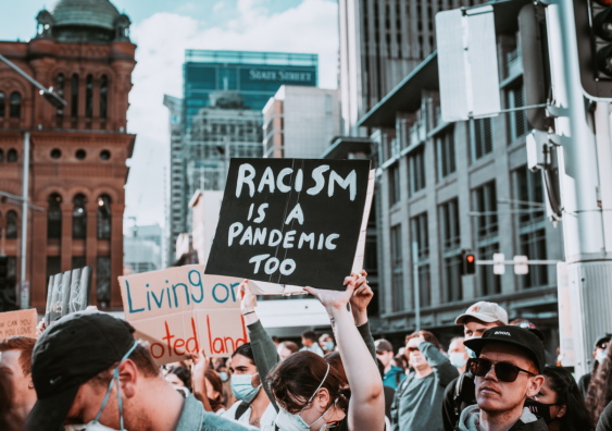 Protesters in front of Sydney Town Hall this month supporting the Black Lives Matter movement. Image: Shutterstock