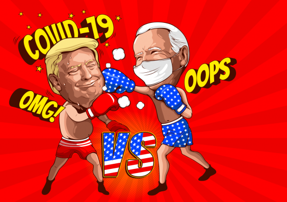 A satirical cartoon of Trump and Biden as they battle it out for the 59th US presidential seat. Photo: Shutterstock