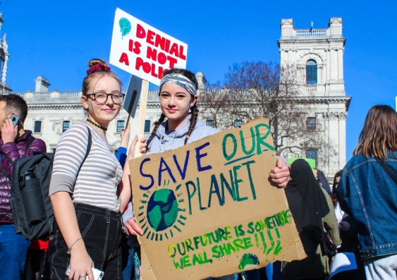 Young protesters in London call for action to help prevent climate change. Image from Shutterstock