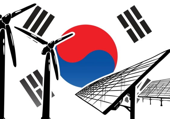 South Korea's Green New Deal includes the expansion of solar panels and wind turbines. Image from Shutterstock
