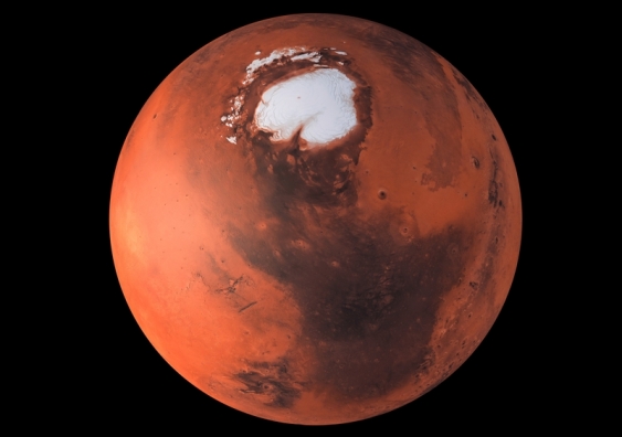 Mining the icy regions of Mars would provide vital water for humans potentially living on the planet. Image from Shutterstock.