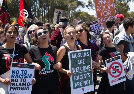 Anti Racism protesters violently clashed with reclaim Australia groups rallying against Muslim immigration. Photo: Shutterstock