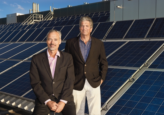 Photovoltaic pioneers ... Professors Stuart Wenham and Martin Green on top of the University's Tyree Energy Technologies Building