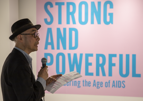Associate Professor Leong Chan, UNSW Art & Design, speaking at the opening celebration for Strong and Powerful: Remembering the Age of AIDS at UNSW Library.