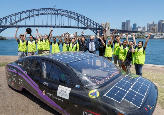 Dean of Engineering Professor Mark Hoffman with the UNSW Sunswift team.